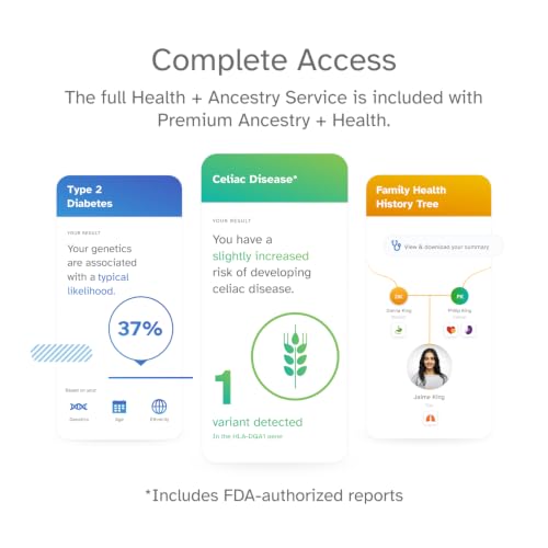 23andMe Premium Ancestry + Health DNA Test Kit, Includes 1-Year Membership