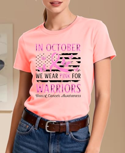 Breast Cancer Awareness Shirt Butterfly Breast Cancer Shirt Breast Cancer Tee in October We Wear Pink Short-Sleeve — view 4