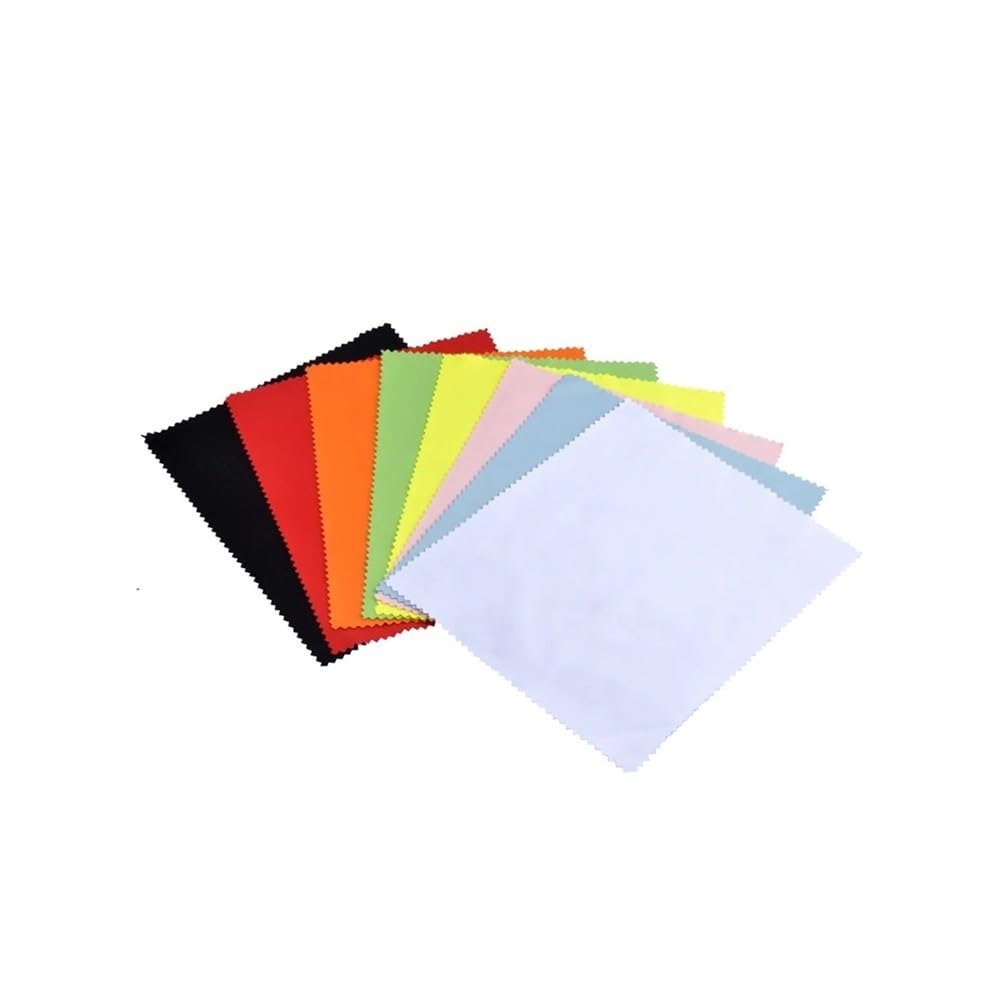 100 panni in microfibra per occhiali, 15 x 18 cm di spessore, panno per la pulizia degli occhiali, bianco, nero, blu, verde, rosso, arancione, rosa (bianco)
