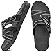 KuaiLu Womens Fashion Orthotic Slides Ladies Lightweight Athletic Yoga Mat Sandals Slip On Thick Cushion Slippers Sandals With Comfortable Plantar Fasciitis Arch Support Black Size 8