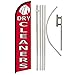 Dry Cleaners Windless Banner Advertising Flag & Pole Kit - Perfect for Dry Cleaning Services, Laundromats, Laundry Services