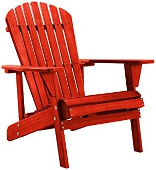 Saint Birch Waterfall Transitional Solid Wood Adirondack Chair in Red