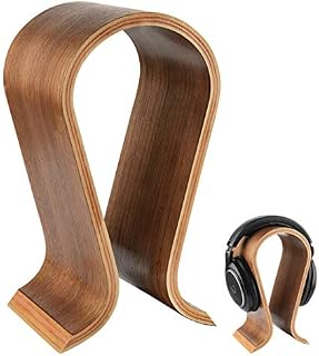 Wooden Omega Headphones Stand / Wooden Headphone Hanger / Wood Headset Holder / Omega Earphone Desk Display Hanger - Wooden Headsets Walnut Finish - Linkidea