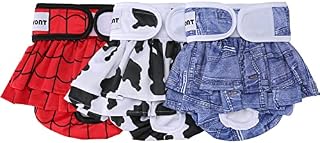 Avont 3 Pack Washable Dog Diapers Female, Reusable Dog Period Diapers Cover, Female Dog Diapers for Heat Cycle, Incontinence, Girl Dog Diapers Dress