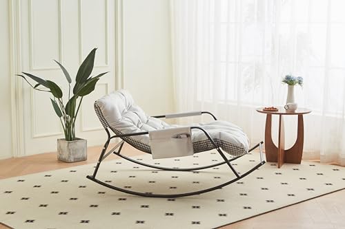 LIFE SKY Rocking Chair Glider: Extra-Wide Technical Leather Upholstered Gliding Chair with Cloud-Like Cushion - Modern Nursery & Living Room Accent Chair for Baby Care & Parent Relaxation