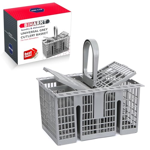 BIHARNT Dishwasher Cutlery Basket C00257140 for Hotpoint Indesit & Whirlpool Universal Deluxe Dishwasher Grey