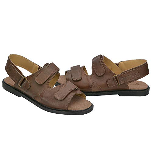 Sandália Masculina Confort Em Couro Chinelo Marrom Selten 43, Marrom