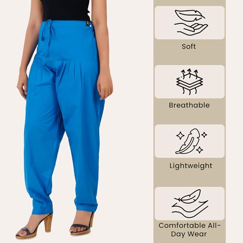Image of Happy Bunny Salwar Pant for Women, Fine Cotton Ethnic Trousers with Drawstring Waist, Comfortable Daily, Office & Casual Wear Bottoms