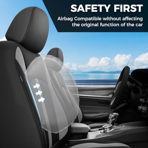 Image of FLORICH Front Car Seat Covers, Breathable Automotive Seat Cover, Universal Seat Covers Car Interior Protectors Cushion for Most Cars&SUV-Light Grey