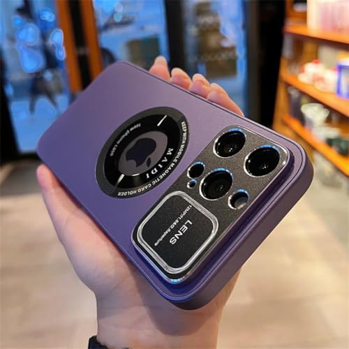 Étui de chargement magnétique iPhone 14 Pro Max coque métal violette