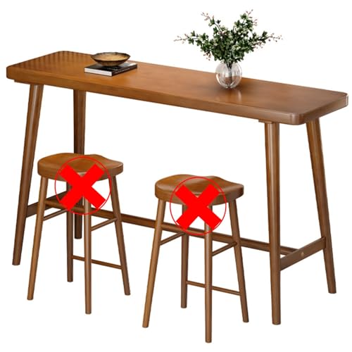 LLNWDNB Mesa de Bar Mesas de Cocina Rectangular Estrecha Mesa Alta Madera Maciza Patas Estables 5cm Grosor Diseño Ovalado Montaje Sencillo Diseño Industrial para Cocina Salón A,160CM