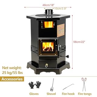 LLZJDDPLY Stufa a Pellet Esagonale, Stufa a Legna Ventilata, Legna/Carbone/Pellet, Adatta per Abitazioni e Ambienti Commerciali