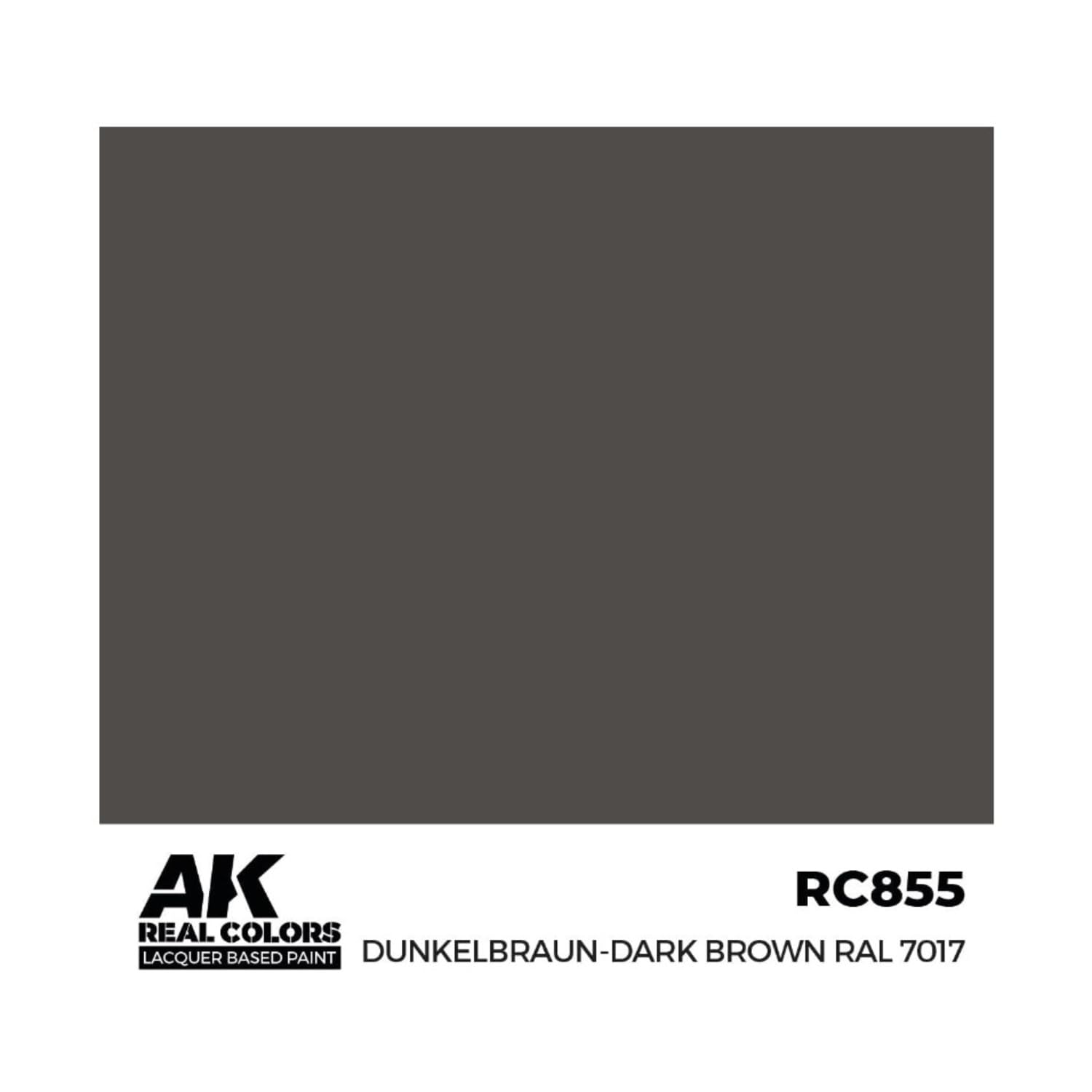 AK Interactive RC855 Dunkelbraun-Dark Brown RAL 7017 17ml Real Colours Paint
