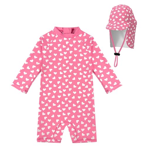 weVSwe Baby Swimsuit UPF 50+ Sun Protection Long Sleeve Toddler Bathing Suit Boy Girls with Adjustable Sun Hat 0-3 Years