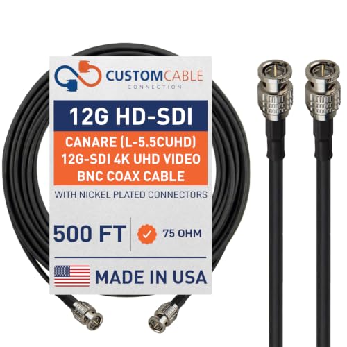 Custom Cable Connection 500 Foot Canare (L-5.5CUHD) 3G-SDI 4K UHD Video BNC Coax Cable Sold