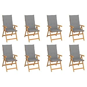 Generisch Generisch Verstellbare Gartenstühle mit Auflagen 8 STK. Massivholz Teak,Möbel,Gartenmöbel,Gartensitzmöbel,Gartenstühle-3072542