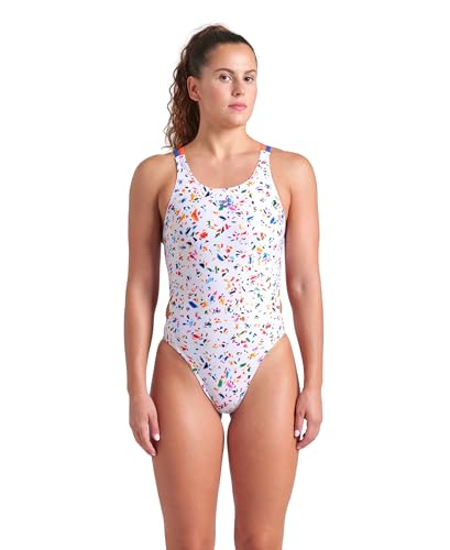 Maillot de bain Arena femme performance Swim Tech à dos ouvert résistant au chlore motif Confetti