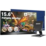 Ingnok Portable Monitor, Ultra Slim 15.6 Inch FHD IPS Laptop Screen Extender with Adjustable Stand, USB C Compatible, Ideal for Travel and Office