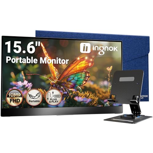 Ingnok Portable Monitor, Ultra Slim 15.6 Inch FHD IPS...
