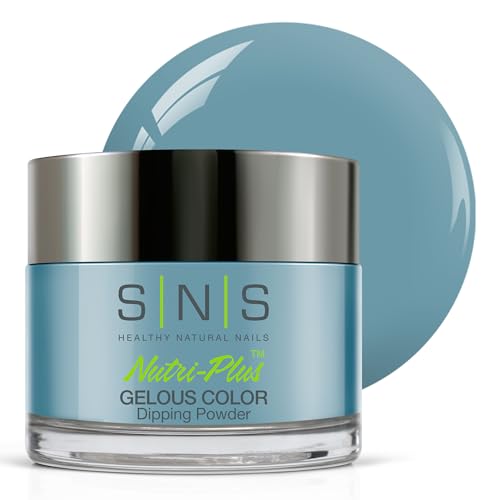 SNS Nail Dip Powder, Gelous Color Dipping Powder - Lune Bleue (Blue/Aqua, Cream) - Long-Lasting Dip Nail Color Lasts 14 Days - Low-Odor & No UV Lamp Required - 1 OZ