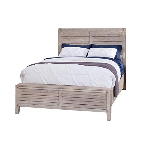 American Woodcrafters Aurora White-Washed Wood King Double Panel Bed