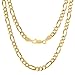 KISPER Men’s 18K Gold Plated Sterling Silver Figaro Chain Necklace – 5mm Solid Italian Link with Lobster Clasp, Made in Italy, 22"