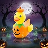 Hungdao 1 Pcs 4.6 Feet Giant Inflatable Halloween Duck Huge Halloween Large Blow up Rubber Duck for Parades and Trunk or Treats Party Supplies (Pumpkin)