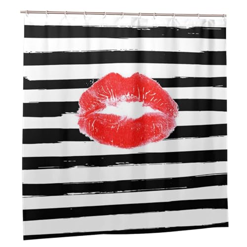 Rideau de douche imperméable lèvres rouges baiser pour salle de bain tendance 183x183 cm - 2