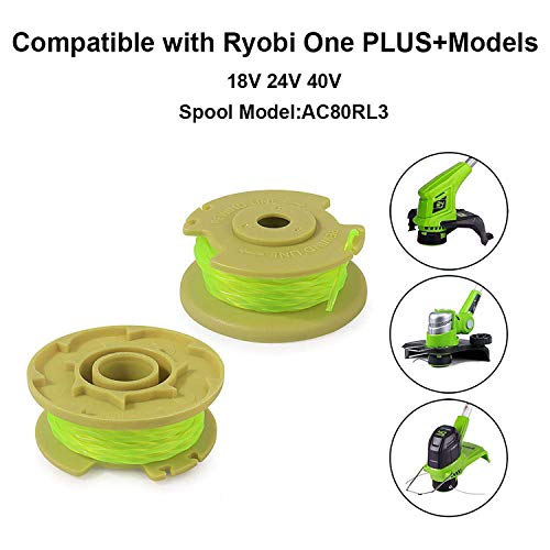 Thten 11Ft 0.080" Replacement Trimmer Spool For Ryobi One Plus Ac80Rl3 18V 24V And 40V Cordless Trimmers Line Refills Weed Wacker Auto-Feed Twist Single Line Parts #TOP3