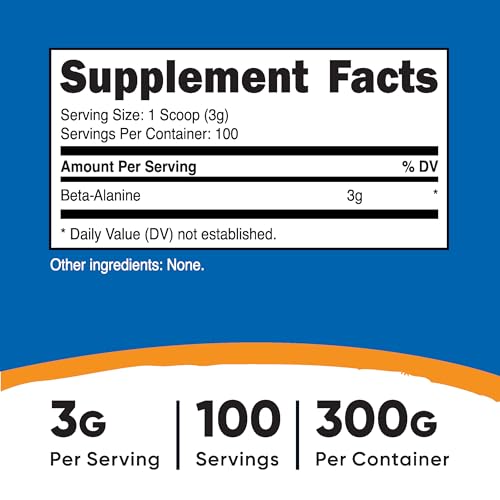 Nutricost Beta Alanine Powder 300 Grams (10.7oz) - 3 Grams Per Serving
