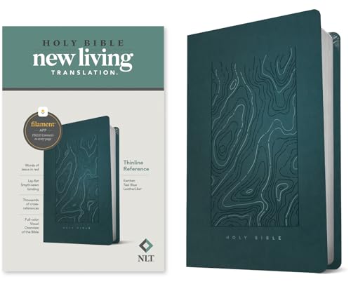 NLT Thinline Reference Bible, Filament Enabled (LeatherLike, Earthen Teal Blue, Red Letter): Includes Free Access to the Filament Bible App Delivering ... Notes, Devotionals, Worship Music, and Video