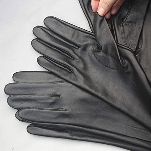 Guantes de piel de oveja para hombre negros largos táctiles de invierno 3