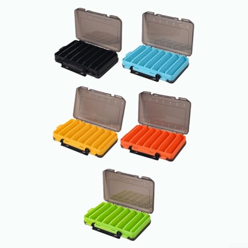 2PCS Cajas de Pesca Doble Cara con 14 Compartimentos, Organizador de Señuelos de Plástico ABS con Asa y Agujeros de Drenaje para Pescadores (Negro) miniatura 6
