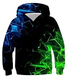 Fanient Jungen Mädchen Hoodie 3D Rautengeometrie Kapuzenpullover Sweatshirt Kinder Pullover mit Taschen Alter 8-10