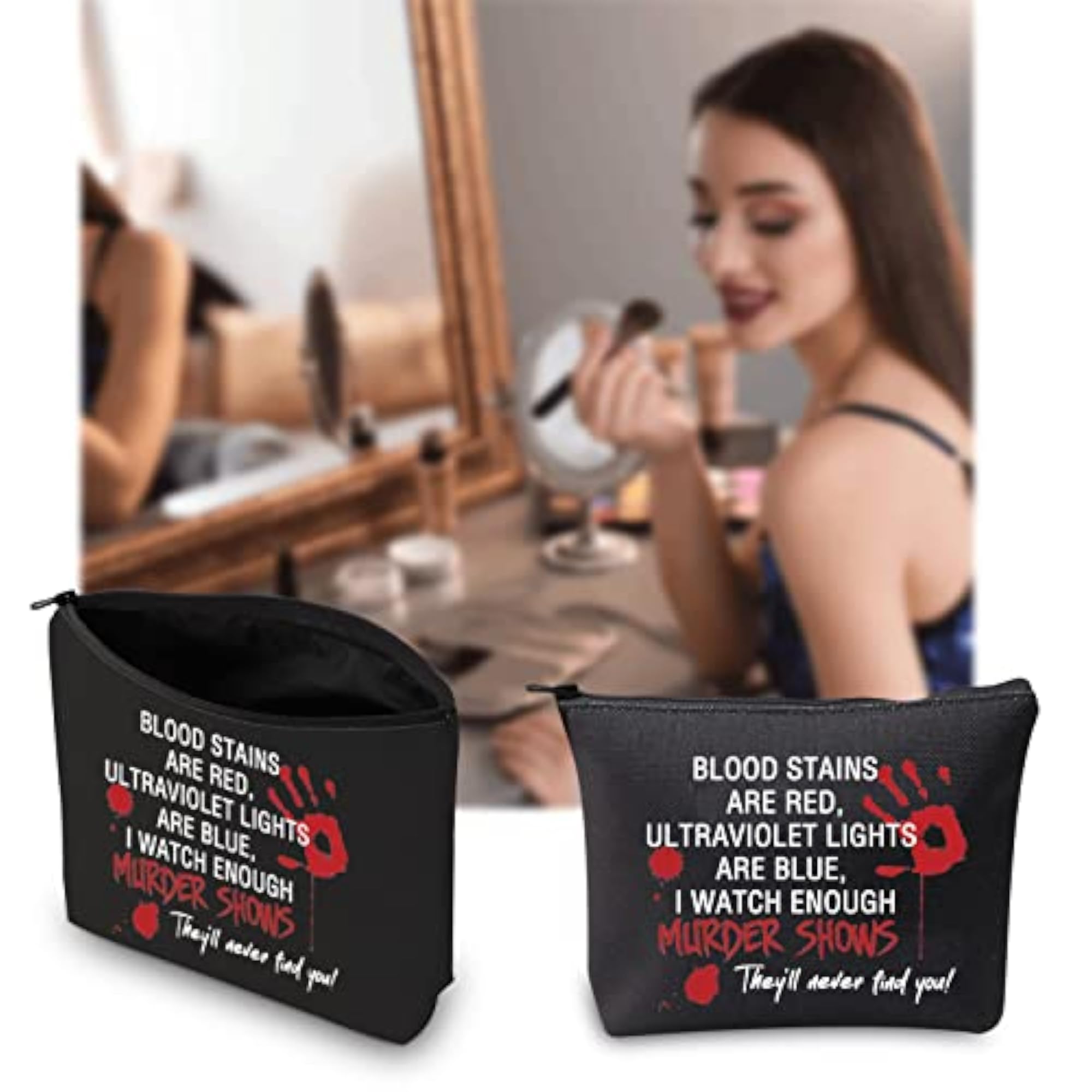 Horror Quotes Makeup Bag, Halloween Gift
