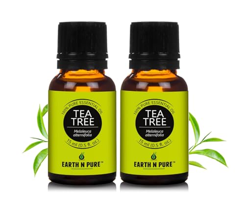 Image of Earth N Pure Tea Tree Essential Oil for Acne, Skin and Scalp Care - 100% Pure Natural Tea Tree Oil for Face, Hair & Aromatherapy - Steam Distilled - 15ml Pack Of 2