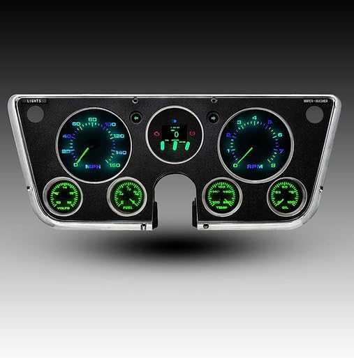 1967-1972 Chevy C10 K10 Pickup Truck Analog Gauge Panel Kit - Aurora Edition 6-Gauge Instrument Cluster Dash Upgrade - Custom Electronic Speedometer Tachometer Fuel Oil Temp Volt