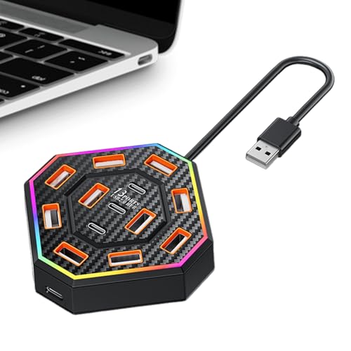Estación de acoplamiento 13 puertos usb con luz rgb para accesorios electrónicos de universidad