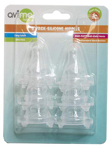 Avima Baby Silicone Nipples For Standard Neck Bottles, Fast Flow 6 Months+ (Set Of 6) #TOP2