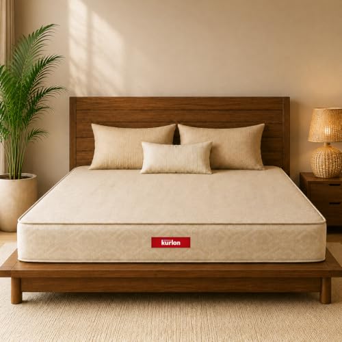 Image of Kurlon Dual Mattress | Queen Size 84x60x5 Inches | Reversible Soft & Firm Dual Comfort - Flip Anytime | Orthopedic Spine Support | Pressure Relief | Soft Knitted Fabric | 10 Yr Warranty