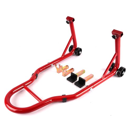 VitalBloom バイク後輪スタンド 耐荷重230kg・キャスター付き L型＋U型2WAY設計 メンテナンス・タイヤ交換・カスタム作業に最適（赤）