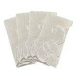 SARO LIFESTYLE Embroidered Scallop Design Linen Blend Napkin-Set of 4, 20