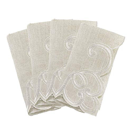 Servilletas bordadas mezcla lino set x4 miniatura 1