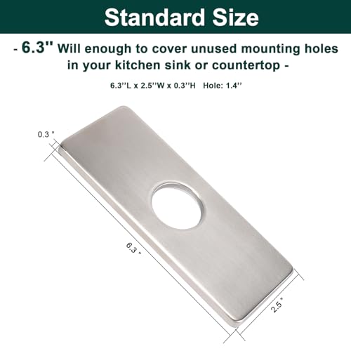 BathAce Sink Hole Cover Deck Plate, Escutcheon Plate Stainless Steel for Bathroom or Kitchen Sink Faucet 6.3 Inch (Square, Brushed Nickel) by BathAce - Used condition - Image 2