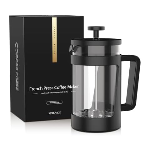 RAINBEAN Small French Press 12 Oz, Mini French Press Coffee Maker 1 Cup, Single Serve Coffee Press, Coffee Brewer With 3 Level Filtration, Perfect for Tea, Coffee Lovers Cover