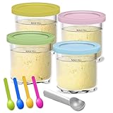XoGiyu Creami Pints And Lids,Ice Cream Cups With Lids,Plastic Pint Containers With Lids,4 Pack 24oz Creamy Ice Cream Containers Cups Jars Tubs Canisters Set,Ice Cream Maker Machine Accessories