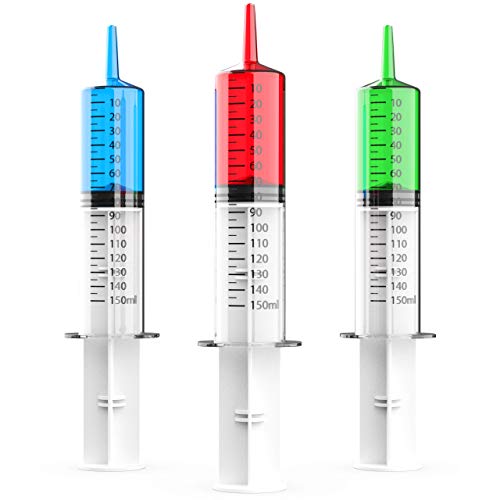 Pack of 3 Large Plastic Syringes 150ml, Mixing Garden Syringe for Measuring, Watering, Scientific Labs and Liquid Dispensing Arizona 