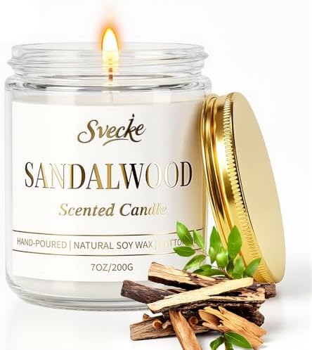 Sandalwood Scented Candle 7oz Soy Wax Jar Candle Long Burning Aro...