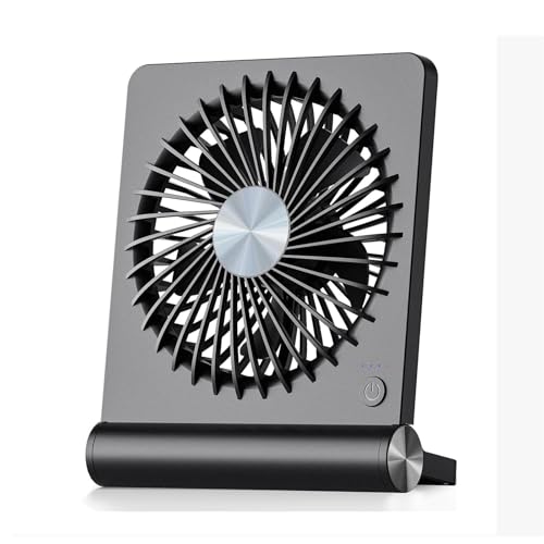 Ventilador de escritorio portátil, ventilador USB pequeño con batería de 3,5 a 20 horas con inclinación ultra silenciosa de 220°, ventilador personal recargable con 3...
