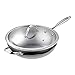 Cooks Standard Wok Pan Stainless Steel, 12-Inch Multi-Ply Clad Stir Fry Pan with Glass Lid, Induction Cookware, Silver